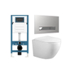 FugaFlow Eccelente Press – Ensemble WC – 56 × 38 × 35 cm – à évacuation profonde – sans bride – réservoir encastré – fermeture amortie (soft-close) – déclipsage rapide (quick release) – abattant WC – plaque de commande métallique en acier inoxydable bross SW1474794