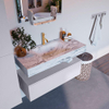 Mondiaz ALAN-DLUX Ensemble de meuble - 100cm - meuble Cale mat - 1 tiroir - Lavabo Cloud Glace suspendu - vasque Centre - 1 trou de robinet SW806068