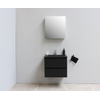Basic Bella Meuble lavabo acrylique noir avec 1 trou de robinet avec armoire de toilette à 1 porte grise 60x55x46cm Flat Pack Noir mat SW538934