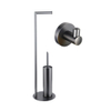 FugaFlow Eccelente Porte-rouleau de papier toilette indépendant avec brosse WC - avec crochet pour serviette - Gunmetal PVD brossé SW1450727
