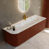 Mondiaz KURVE-DLUX Ensemble de meuble de salle de bains - 145x46x40cm - 1 tiroir - 1 porte - lavabo solid surface - droit - 1 trou de robinet - Ruby SW1415963