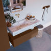 Mondiaz ALAN-DLUX Ensemble de meuble - 100cm - meuble Rust mat - 1 tiroir - Lavabo Cloud Glace suspendu - vasque Gauche - 0 trous de robinet SW806103