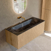 MONDIAZ KURVE-DLUX Meuble de salle de bains 110 cm couleur Oak avec 1 tiroir. Lavabo BIG MEDIUM centré sans trou de robinet couleur Lava. SW1137322