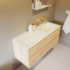 MONDIAZ VICA-DLUX Ensemble meuble de salle de bains - 120cm - meuble bas Washed oak - 2 tiroirs - lavabo encastré cloud à droite - sans trous de robinet - version haute 60cm - opalo SW1088409