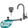 FugaFlow Eccelente Sobrado Kit robinet lavabo - robinet haut - bec rotatif - bonde clic clac - siphon design - Gunmetal PVD SW1124158