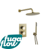 FugaFlow Eccelente Sobrado Ensemble de douche pluie encastrable avec thermostat pommeau de douche 25cm et douchette stick Laiton brossé PVD SW1124303