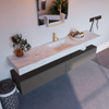 Mondiaz ALAN-DLUX Ensemble de meuble - 200cm - meuble Dark grey mat - 2 tiroirs - Lavabo Cloud Opalo suspendu - vasque Centre - 1 trou de robinet SW806444