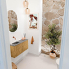 Mondiaz JOYA-DLUX 80cm toiletmeubel - kleur Oak - Wastafel FAYE positie Links Zonder kraangat kleur Sombra. SW1424239