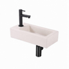 QeramiQ Fuente Lavabo pour WC - 38x18.5x9 cm - ceramique - trou de robinet de Lavabo pour WC a gauche - robinet de Lavabo pour WC noir mat - siphon bas - bonde - lin SW1582101