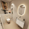 MONDIAZ TURE-DLUX Meuble toilette - 60cm - Talc - EDEN - vasque Ostra - position gauche - sans trou de robinet SW1104633