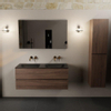 Mondiaz AIVY Ensemble de meuble - 120x45x50cm - 0 trous de robinet - 2 vasques Urban Solid surface - Gauche et droite - 2 tiroirs - avec miroir - Melamine Mocha SW892237