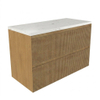 Saniclass Holz Atelier Badkamermeubelset - 100x45x63cm - Dia marmeren wastafelblad gepolijst (wit) - zonder kraangat - 2 lades - mat eiken natural (hout) SW1478351