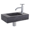 Differnz Force kit lave-mains - 40x22x9cm - Rectangulaire - 1 trou de robinet - Robinet chromé courbé - poignée croix - Pierre naturelle noire SW373184
