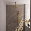 Brauer Gold Edition Ensemble de douche pluie encastré - douche principale 30 cm - 2 fonctions - glissière - incluant partie encastrable - douchette à main 1 fonction - PVD - or brossé SW547698
