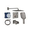 Grohe Grohtherm Ensemble de douche pluie - encastrable - pommeau carré - douchette carrée - bras mural courbé - hard graphite brossé SW1235169