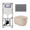 QeramiQ Dely Swirl Toiletset - 36.3x51.7cm - Geberit UP320 inbouwreservoir - met Burda frame - slim zitting - bedieningsplaat taupe - ronde knoppen - mat beige SW1164385