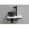 Proline Pack lave-mains 40x23cm avec vasque céramique pierre de taille gauche, plan blanc et robinet, sipon et bonde noir mat SW536633