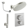 Crosswater MPRO ensemble de douche pluie encastré – douche de tête Ø 30 cm – bras mural courbé 20.2 cm – vidage de baignoire – inox brossé SW1472753