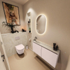 MONDIAZ TURE-DLUX Meuble toilette - 100cm - Rosee - EDEN - vasque Ostra - position gauche - 1 trou de robinet SW1105021