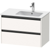 Duravit Ketho.2 Wastafelonderbouwkast - met 2 laden - voor waskom rechts - 81x48x54.9cm - met grepen antraciet - wit supermat SW772002