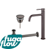 FugaFlow Eccelente Sobrado Slim Slim Kit mitigeur lavabo - robinet rehaussé - bonde non-obturable - siphon design bas - PVD Gunmetal SW1124374