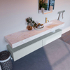 Mondiaz ALAN-DLUX Ensemble de meuble - 200cm - meuble - Clay mat - 2 tiroirs - Lavabo Cloud Ostra suspendu - vasque droite - 1 trou de robinet - Beige SW807786