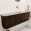 Mondiaz JOYA-DLUX 123.2cm toiletmeubel - ronding links en rechts kleur Walnut - Wastafel FAYE positie Midden Zonder kraangat kleur Glace. SW1422413