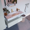 Mondiaz ALAN-DLUX Ensemble de meuble - 100cm - meuble Clay mat - 1 tiroir - Lavabo Cloud Glace suspendu - vasque Centre - 1 trou de robinet SW806204