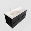 MONDIAZ VICA Ensemble de meuble salle de bain - 100cm - 2 tiroirs - lavabo Cloud gauche - 1 trou de robinet - solid surface urban SW410249