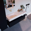 Mondiaz ALAN-DLUX Ensemble de meuble - 130cm - meuble Urban mat - 2 tiroirs - Lavabo Cloud Ostra suspendu - vasque Gauche - 0 trous de robinet SW807326