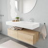MONDIAZ ALAN 120cm - meuble bas - chêne blanchi - 2 tiroirs - lavabo suspendu - vasque à droite - 1 trou de robinet - talc SW408459