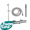 FugaFlow Eccelente Sobrado Ensemble de douche barre curseur avec douchette stick, flexible en métal et robinet de douche Inox brossé PVD SW1124025