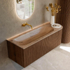 MONDIAZ KURVE-DLUX Meuble de salle de bains 125cm arrondi à droite couleur Walnut avec 1 tiroir et 1 porte. Lavabo BIG MEDIUM à gauche sans trou de robinet Arena. SW1431211