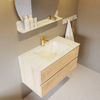 MONDIAZ VICA-DLUX Ensemble meuble de salle de bains - 90cm - meuble bas Washed oak - 2 tiroirs - lavabo encastré cloud central - 1 trou de robinet - version haute 60cm - opalo SW1088387
