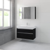 Bruynzeel Pinto badmeubelset 65.3x100x46cm 2 kraangaten 1 wasbak 2 lades met spiegelkast met softclose composite zwart eiken SW384822 Bruynzeel Pinto badmeubelset 65.3x100x46cm 2 kraangaten 1 wasbak 2 lades met spiegelkast met softclose composite zwart eiken SW384822
