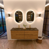 Mondiaz CIRO-DLUX Badkamermeubelset - 150x45x50cm - Solid surface wastafel Lava - 2 wasbak Dubbel - 2 kraangaten - 4 lades - Oak SW1530974
