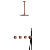 Hotbath Cobber IBS70 Regendoucheset - inbouw - 30cm plafondarm - 20cm ronde hoofddouche - staafhanddouche - PVD - koper geborsteld SW677776