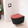 Mondiaz LAVIE hangtoilet – spoelrandloos – 36 x 53 cm – met softclose zitting – Urban (zwart), zitting Fire (rood) SW1208668