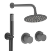 Crosswater Module Ensemble de douche de pluie encastré - 2 poignées - pomme de douche 20 cm - douchette à main - bras mural - gunmetal SW1472381