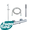 FugaFlow Eccelente Sobrado Ensemble de douche barre curseur avec douchette stick, flexible en métal et robinet de douche Chrome SW1124024