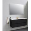 Basic Bella Meuble salle de bains avec lavabo acrylique Blanc avec miroir 120x55x46cm sans trous de robinet Noir mat SW491872