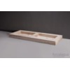 Forzalaqua Palermo Doppio wastafel 140.5x51.5x9cm RECHTHOEK 2 wasbakken Travertin gezoet beige SW67834 Forzalaqua Palermo Doppio wastafel 140.5x51.5x9cm RECHTHOEK 2 wasbakken Travertin gezoet beige SW67834