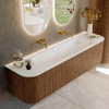 MONDIAZ KURVE-DLUX 170cm Meuble salle de bain avec module 25 G et D - couleur Walnut - 1 tiroir - 2 portes - vasque BIG LARGE centre - sans trou de robinet - couleur Ostra SW1137842