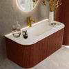 Mondiaz KURVE-DLUX Ensemble de meubles de salle de bains - 100x46x40cm - 1 tiroir - 2 portes - vasque solid surface - central - 1 trou de robinet - Ruby SW1415719