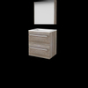 Basic-Line Comfort 46 ensemble de meubles de salle de bain 60x46cm avec poignées 2 tiroirs lavabo acrylique 1 trou de robinetterie armoire de toilette mfc scotch oak SW351096