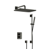 Hotbath Gal IBS40A Ensemble de douche - encastré - pomme de douche rectangulaire 27 cm - bras mural 35 cm - douchette barre - avec barre de douche - gunmetal brossé PVD SW656179