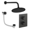 Crosswater MPRO ensemble de douche pluie encastré – douche de tête Ø 30 cm – sans douchette – 2 leviers – vidage de baignoire – noir mat SW1472568