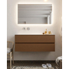 MONDIAZ VICA Ensemble de meuble salle de bain - 120cm - 2 tiroirs - lavabo Cloud gauche - 0 trous de robinet - solid surface rouille SW411204
