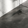 Brauer Caniveau de douche - 70x7.5cm - bride de sol - grille de carrelage réversible - inox - gunmetal brossé SW891078