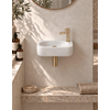 QeramiQ Fuente pack lave-mains – 40 x 21,5 x 12 cm – céramique blanc brillant – perçage à droite – robinet doré brossé SW1232818